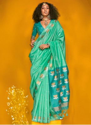 Flamboyant Turquoise Trendy Saree