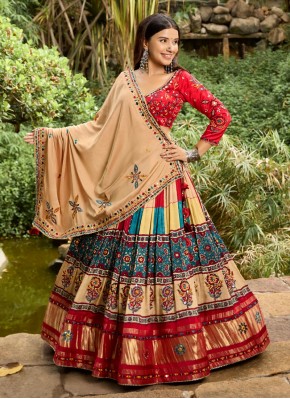 Gajji Silk Ajrakh Print Designer Readymade Lehngha Choli for Navratri