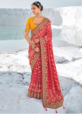 Georgette Classic Saree in Red