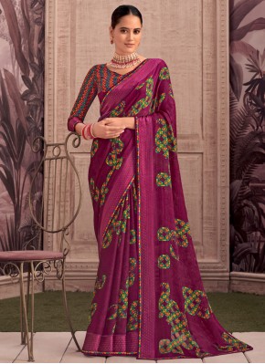 Georgette Contemporary Saree in Burgundy