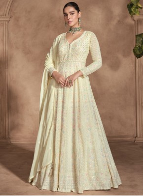 Georgette Cream Floor Length Gown