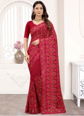 Georgette Kashmiri Classic Saree in Maroon