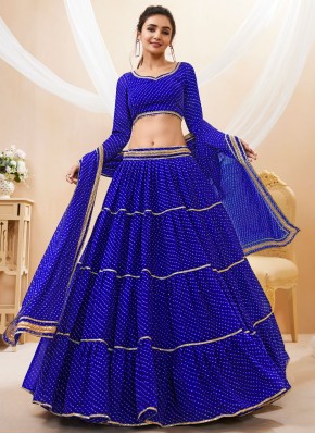 Georgette Lace Trendy Lehenga Choli in Blue