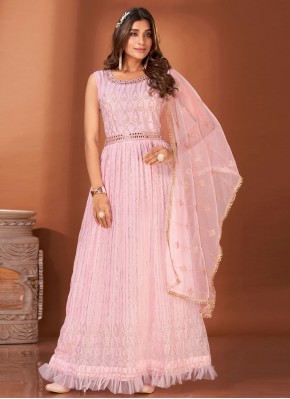 Georgette Pink Floor Length Gown