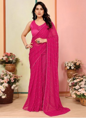 Georgette Printed Rani Contemporary Saree