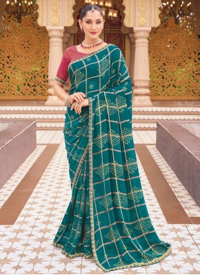 Georgette Rama Lace Classic Saree