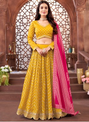 Georgette Readymade Lehenga Choli in Yellow