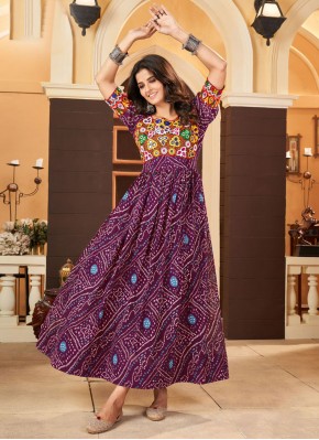 Georgette Readymade Trendy Gown  in Purple