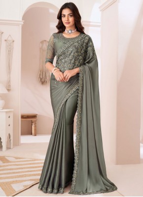 Georgette Satin Silver Cord Classic Saree