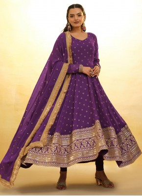 Georgette Trendy Salwar Suit in Purple