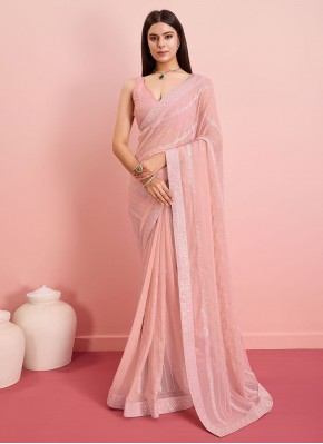 Georgette Trendy Saree in Rose Pink