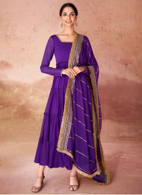 Georgette Violet Readymade Gown