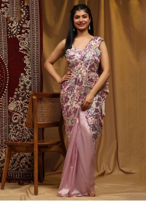 Gilded Sequins Pink Trendy Saree