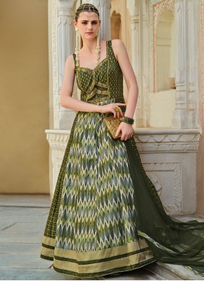 Girlish Silk Zari Floor Length Gown