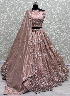 Glamorous Crush Sequins Peach and Rust Lehenga Choli