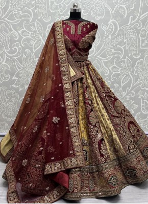 Glamorous Patchwork Maroon Banarasi Silk Designer 