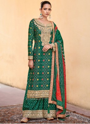 Glamorous Tissue Green Trendy Salwar Kameez