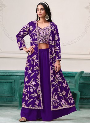 Glorious Violet Zari Trendy Salwar Kameez