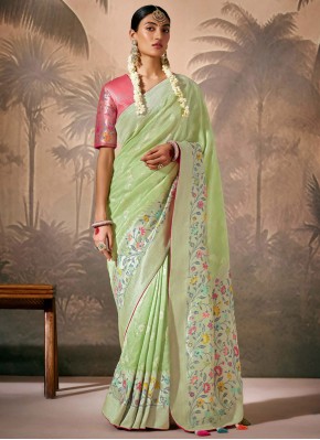 Glossy Green Ceremonial Designer Saree