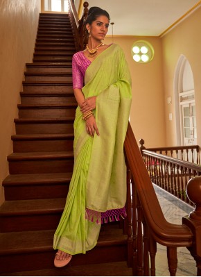 Glossy Green Weaving Saree
