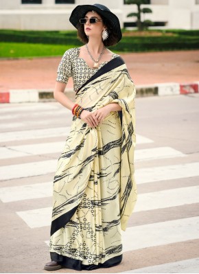 Glossy Print Satin Trendy Saree