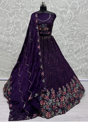 Gorgonize Floral Patterns Purple Trendy Lehenga Choli