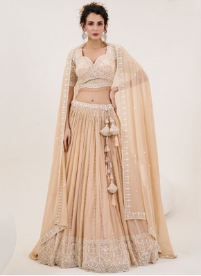 Gorgonize Georgette Peach Embroidered Readymade Lehenga Choli