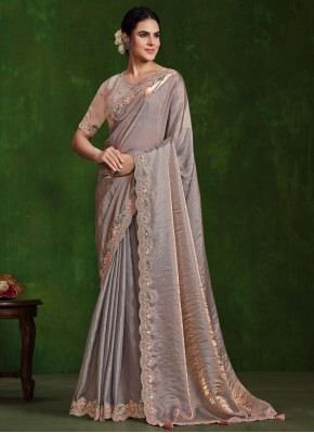 Gorgonize Satin Silk Sequins Trendy Saree