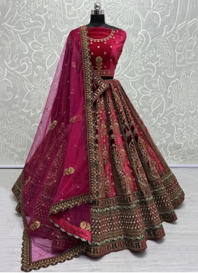 Gratifying Velvet Sequins Rani Designer Lehenga Choli