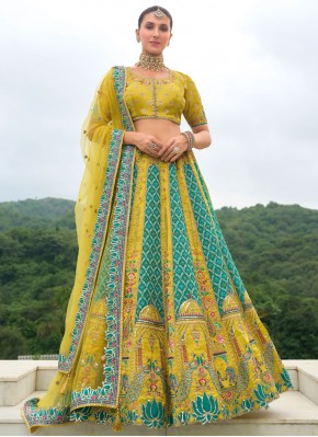 Green and Rama Stone Wedding Trendy Lehenga Choli