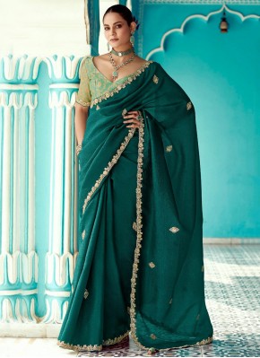 Green and Teal Color Trendy Saree