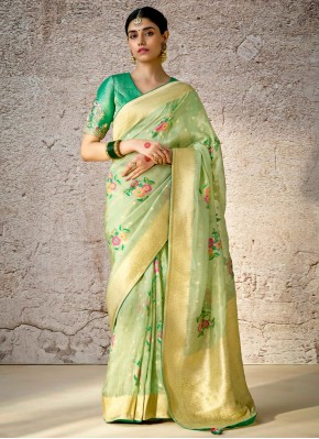 Green Banarasi Silk Thread Designer Saree