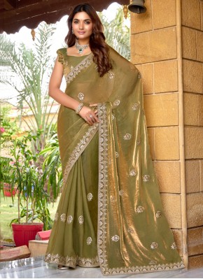 Green Chiffon Contemporary Saree