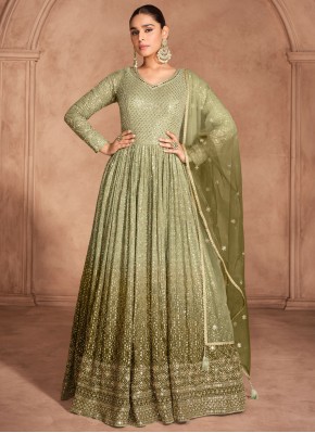 Green Color Designer Gown