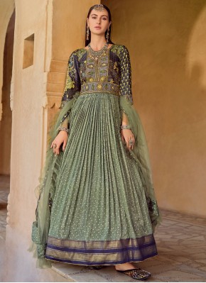 Green Color Designer Gown