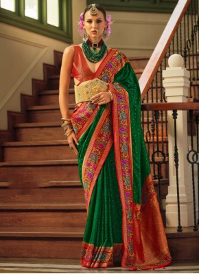 Green Color Designer Saree