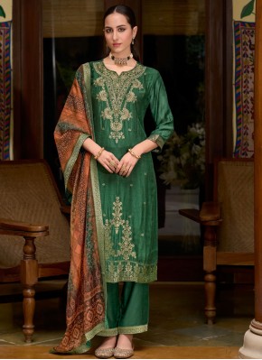 Green Color Readymade Salwar Kameez