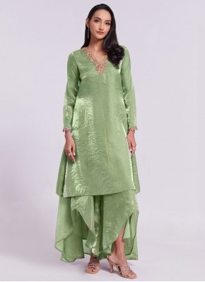 Green Embroidered Casual Kurti