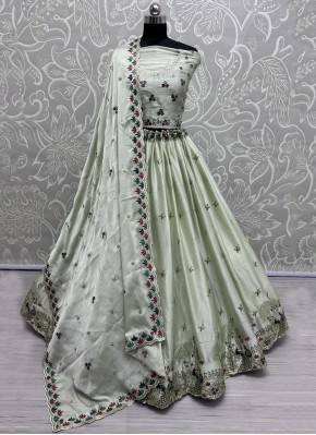 Green Embroidered Ceremonial Trendy Lehenga Choli