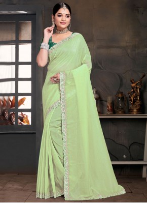 Green Embroidered Silk Classic Saree