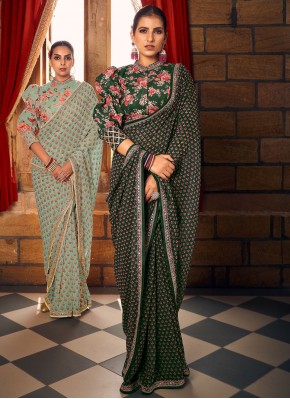 Green Fancy Fabric Ceremonial Classic Saree