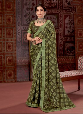 Green Fancy Fabric Print Saree