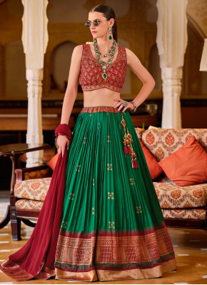 Green Foil Print Readymade Lehenga Choli