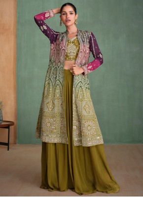 Green Georgette Mirror Readymade Salwar Kameez