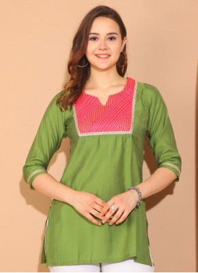 Green Lace Casual Casual Kurti