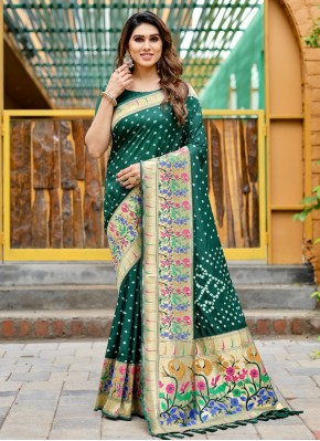 Green Weaving Ceremonial Designer Saree