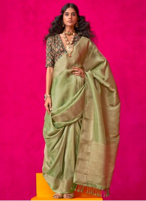 Green Zari Tissue Classic Saree