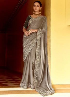 Grey Fancy Fabric Reception Traditional Saree