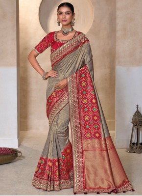 Grey Festival Kanjivaram Silk Traditional Saree