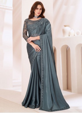 Grey Lace Party Traditional Saree